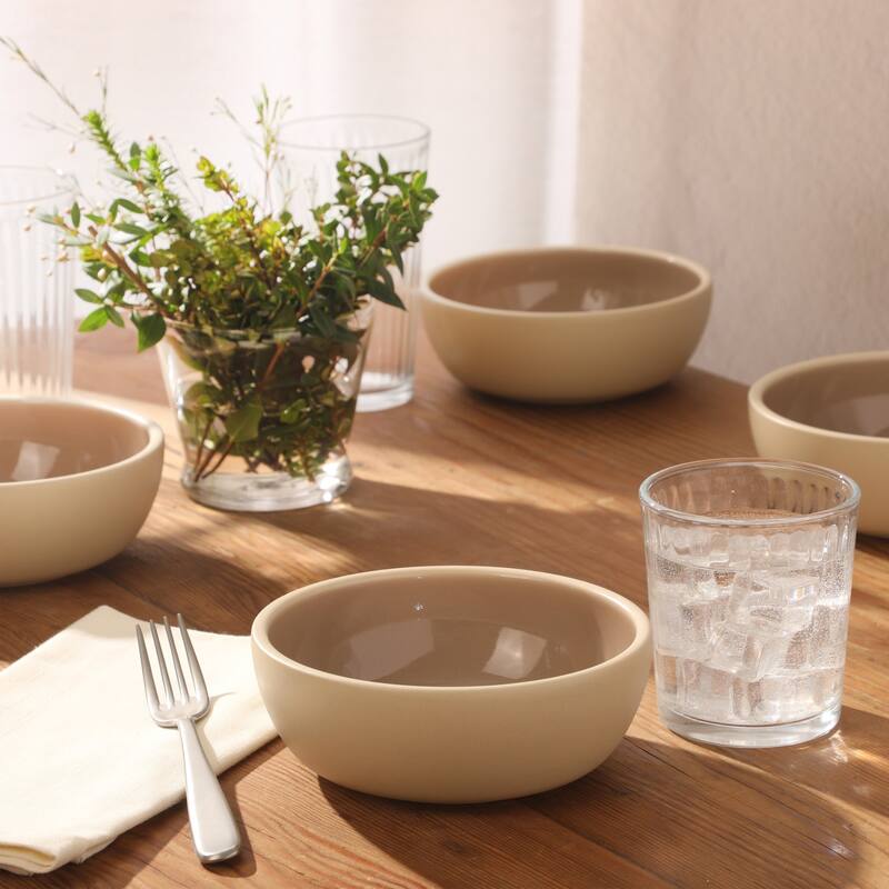 Gibson Elite - Made in Portugal - Port Gaia 4 Piece Cereal Bowl Set, 6.2" Stoneware Reactive Glaze, Dessert & Snack Bowls