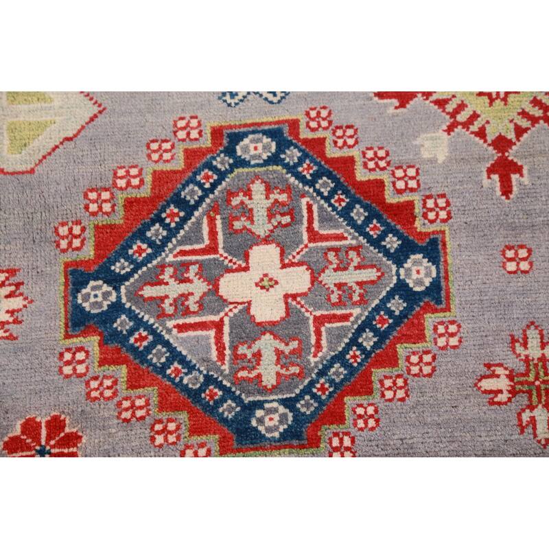 Hand Knotted Oriental 100% Wool Carpet Traditional All-Over Greys & Charcoal Kazak Area Rug - 9' 6'' X 8' 3''