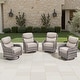 preview thumbnail 32 of 189, Pocassy Outdoor Wicker Sofa with Swivel Chair Fire Pit Table Furniture Set. Gray Wicker & Beige Cushion - 4 Pieces Swivel Chair with 6-In Cushion