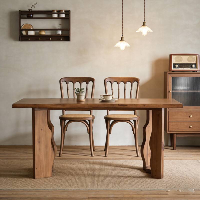 Farmhouse 63-Inch Solid Wood Dining Table