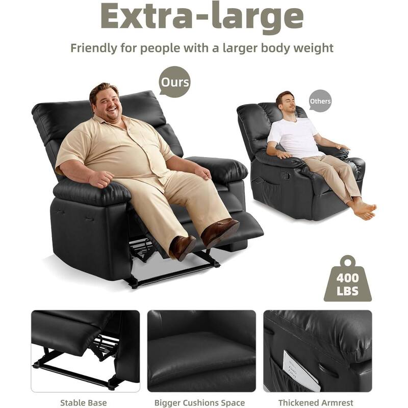 Extra Wide Manual Recliner Sofa Lazy Chair for Living Room, Bedroom