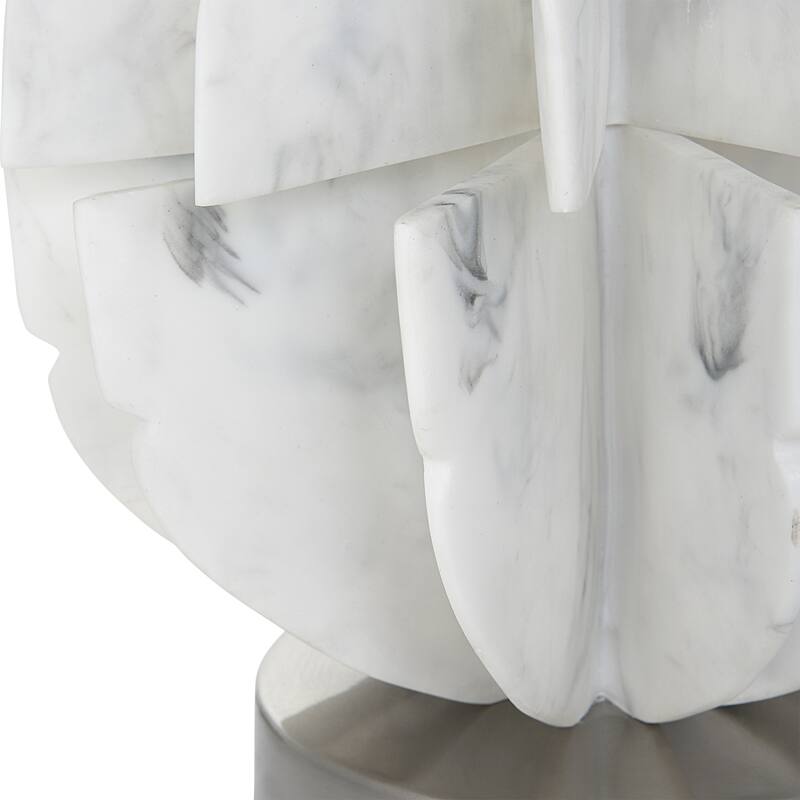 Marble Table Lamp with Drum Shade - 24.5" - Plated Brushed Nickel Finish