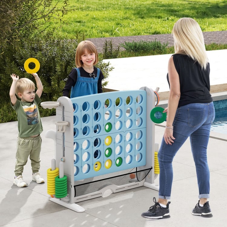 PE PP PVC 4-in-1 Jumbo Game Set with Adjustable Height and Cup Holders - 40.5" x 15.5" x 32.5"-38.5"