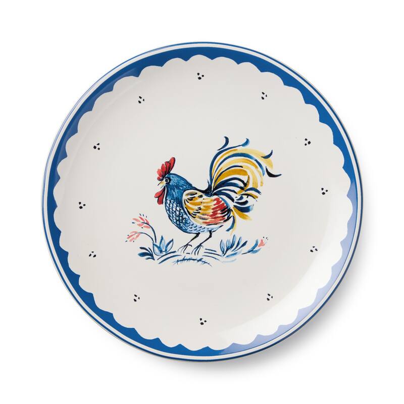 Certified International French Rooster 9" Salad/Dessert Plates, Set of 4 Assorted Designs - 9.00"L x 9.00"W x 1.00"H