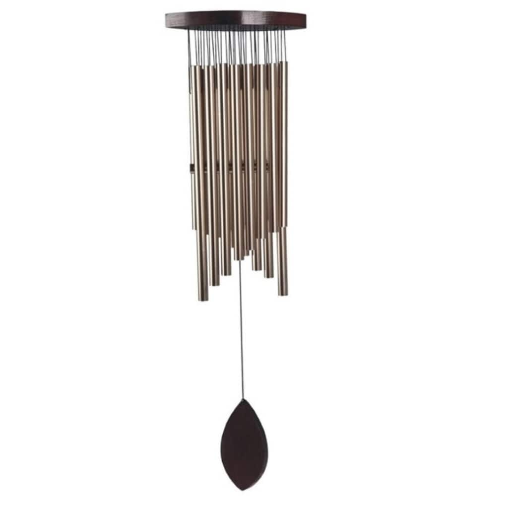 Q-Max 30" Long Silver Wood Top Traditional Wind Chime