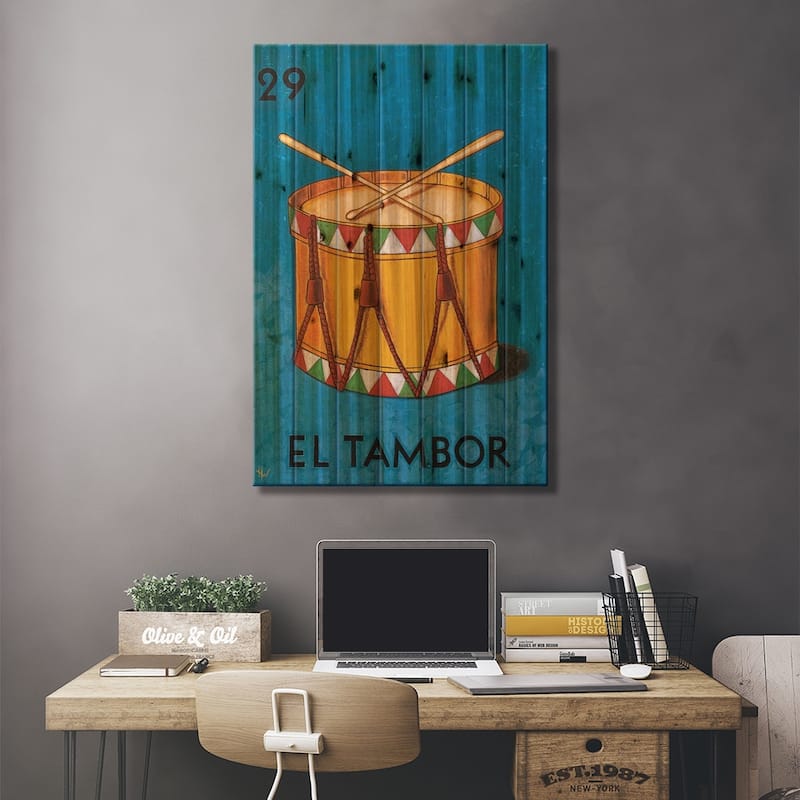El Tambor Print On Wood by Holly Wood - Multi-Color