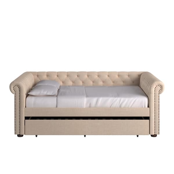 dimension image slide 0 of 3, Knightsbridge Queen Tufted Chesterfield Daybed by iNSPIRE Q Artisan
