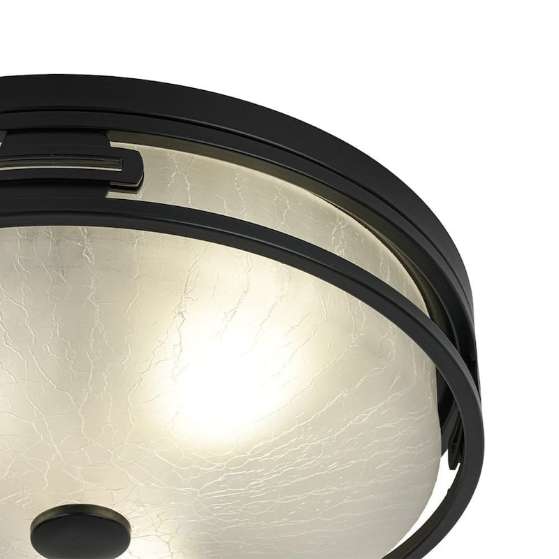 Modern Entryway Crackle Glass Round Flush Mount