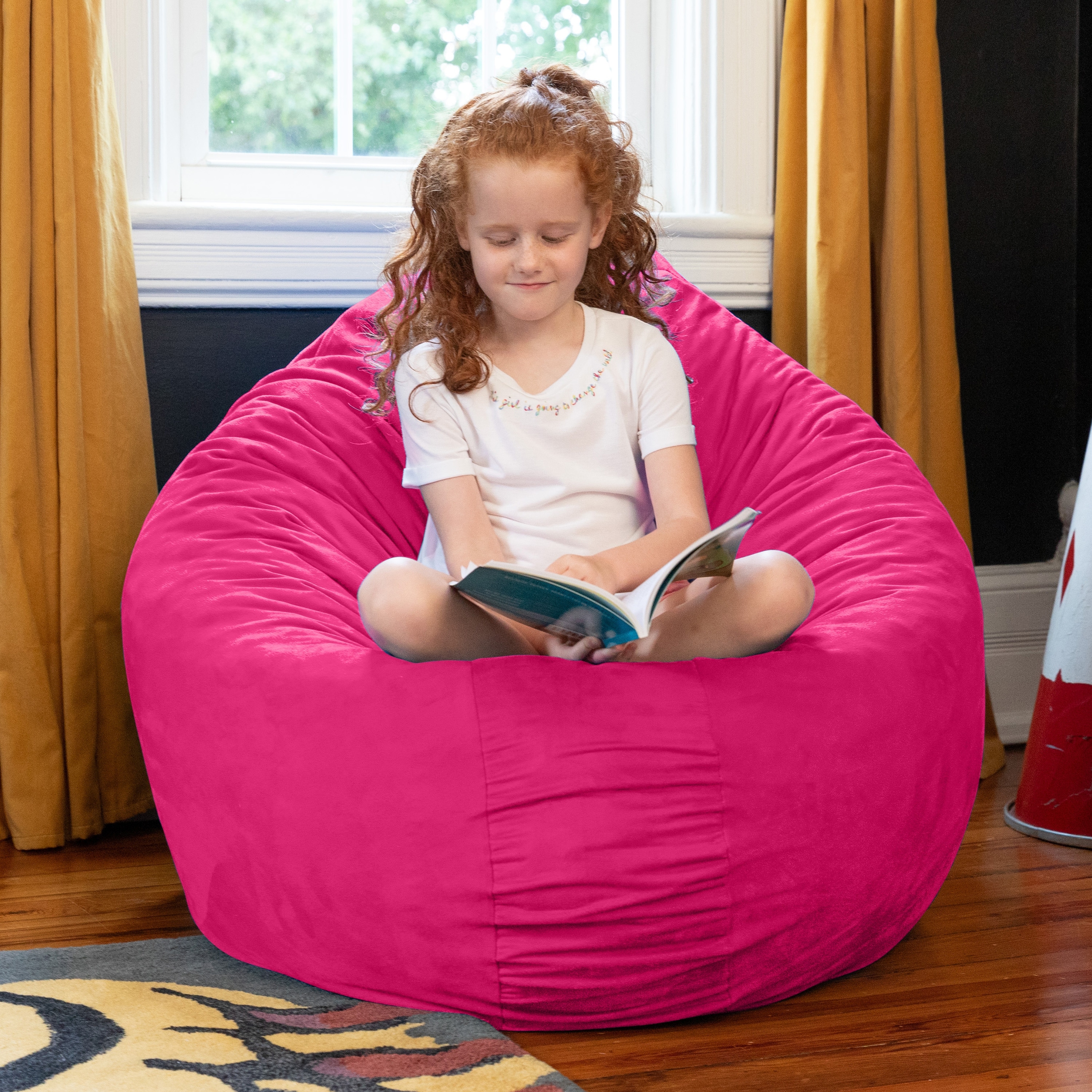 Jaxx 4 ft Cocoon Kids Bean Bag Chair and Crash Pad Fuchsia