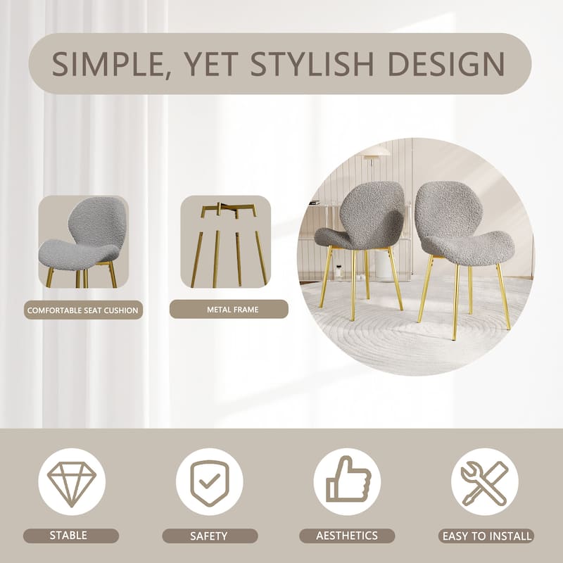 Parsons Chair Set of 2, Upholstered Dining Chairs Side Chair w/Metal Legs