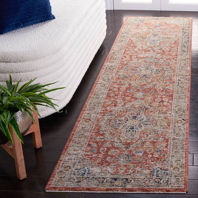 SAFAVIEH Silverado Yetta Vintage Oriental Rug - 2' x 8' Runner - Rust/Blue