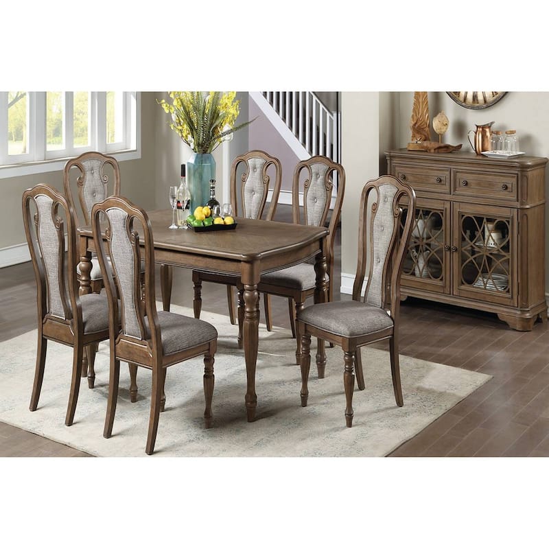 Wooden Rectangular Dining Table with Rounded Corners, Brown