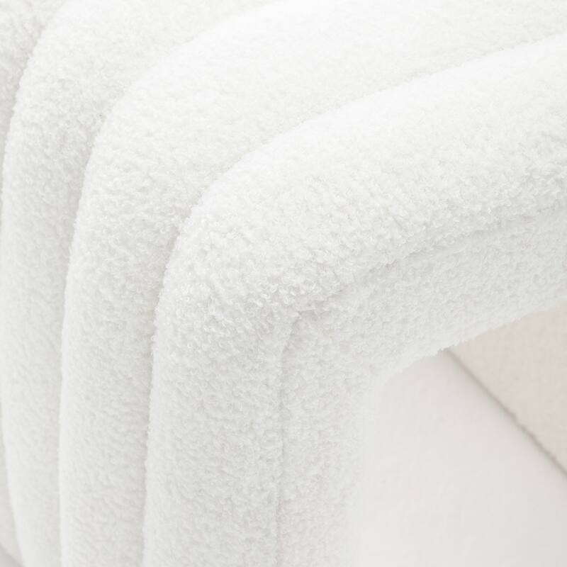 SEYNAR Modern Glam Teddy Velvet Upolstered U-Shaped Ottoman