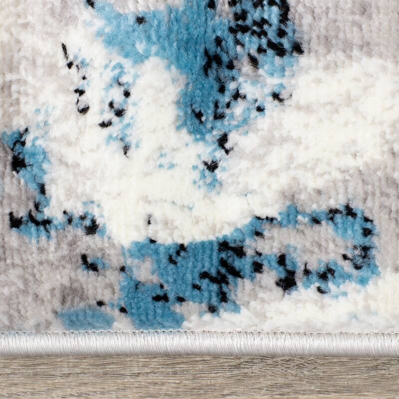 Madrid Collection - Grey Distressed Blue Spackle Rug