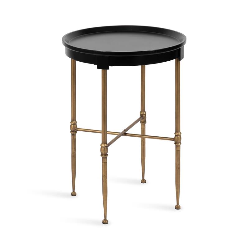 Kate and Laurel Valdi Round Side Table - 18x18x26 - Black and Gold