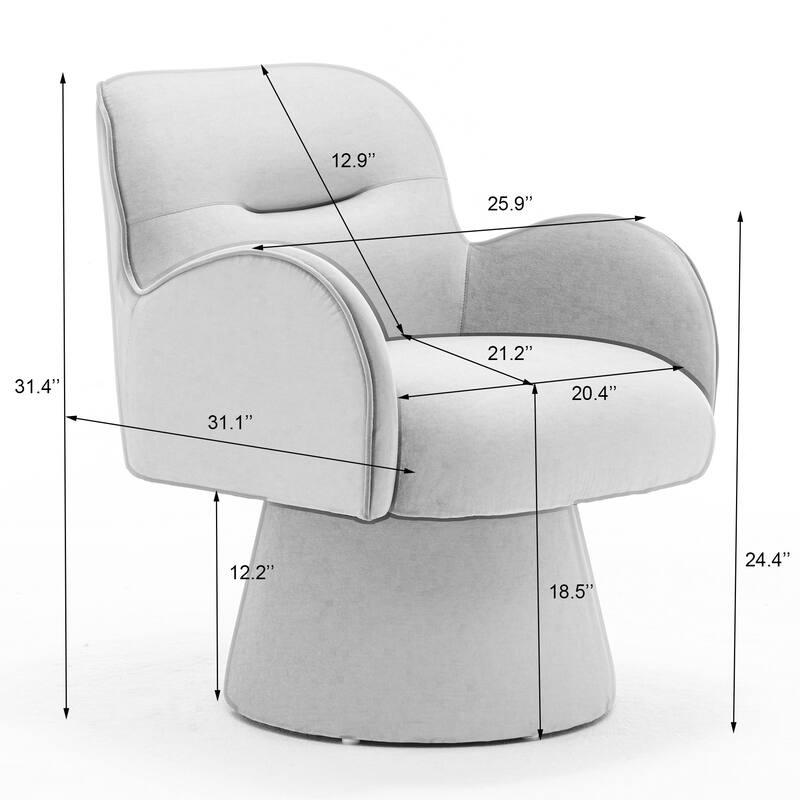 SEYNAR Modern Glam Velvet 360 Degree Swivel Armchair