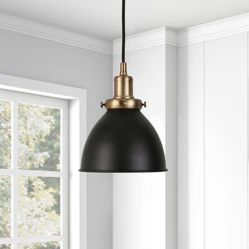 Madison 8" Wide Pendant with Metal Shade - Black
