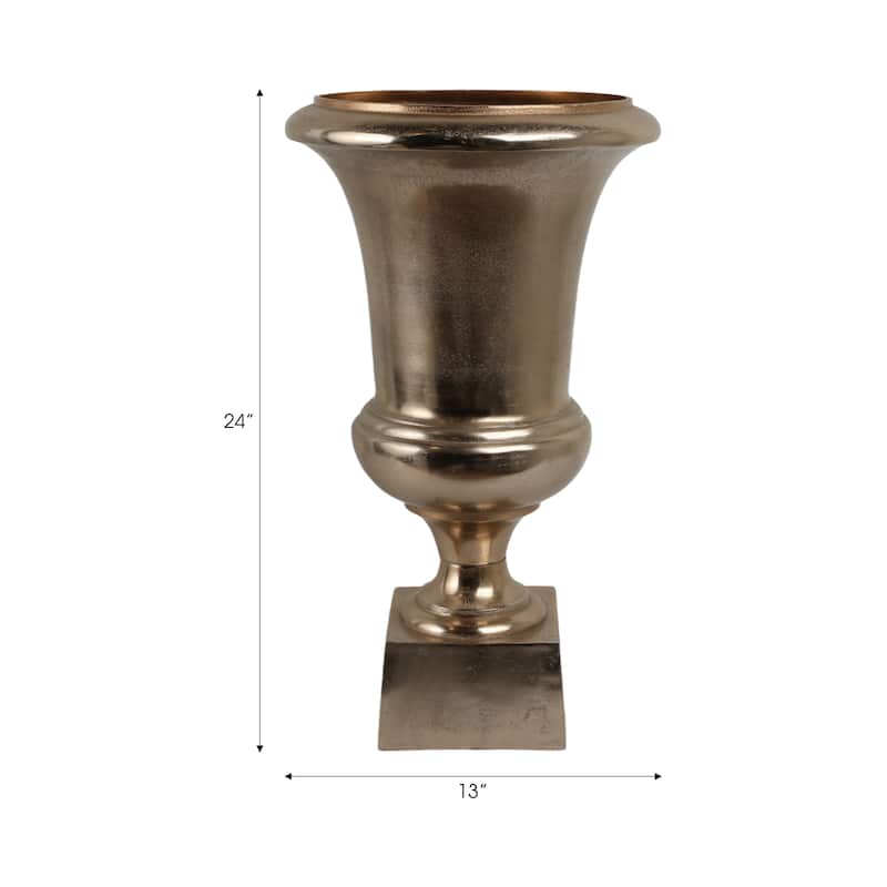 Aluminum Decorative Vase Flared Design Metallic Finish - 24" Gold