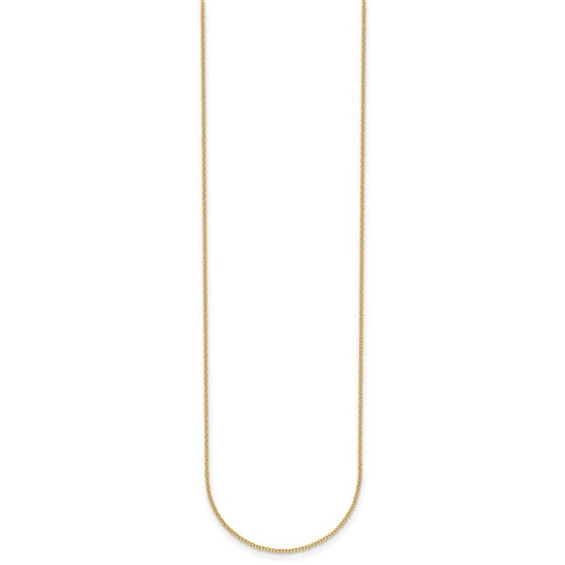 Curata Italian 14k Yellow Gold 1.1mm Cable Chain Necklace For Women (Spring Ring)