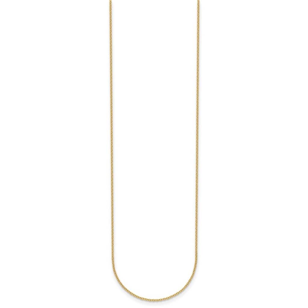 Curata Italian 14k Yellow Gold 1.1mm Cable Chain Necklace For Women (Spring Ring)