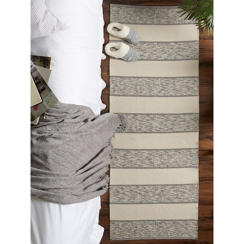 DII French Blue Variegated Plaid Recycled Yarn Rug (Set of 2) - Big