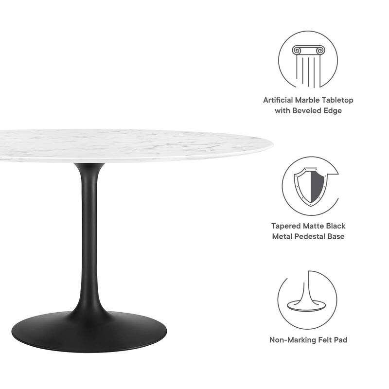 54" Round Artificial Marble Dining Table