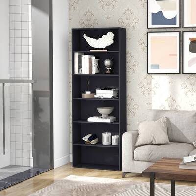 Wood Bookcase with 6 Shelf Bookshelf