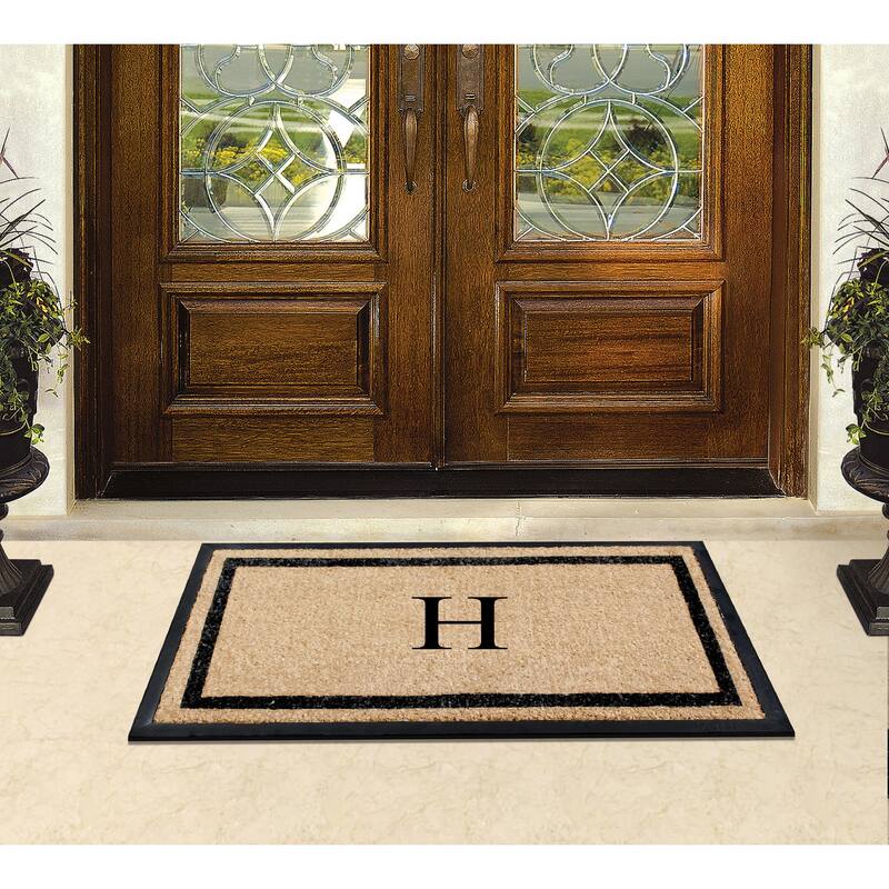 A1HC Rubber and Coir Heavy Weight large Outdoor Durable Monogrammed Doormat 24"X48", Beige