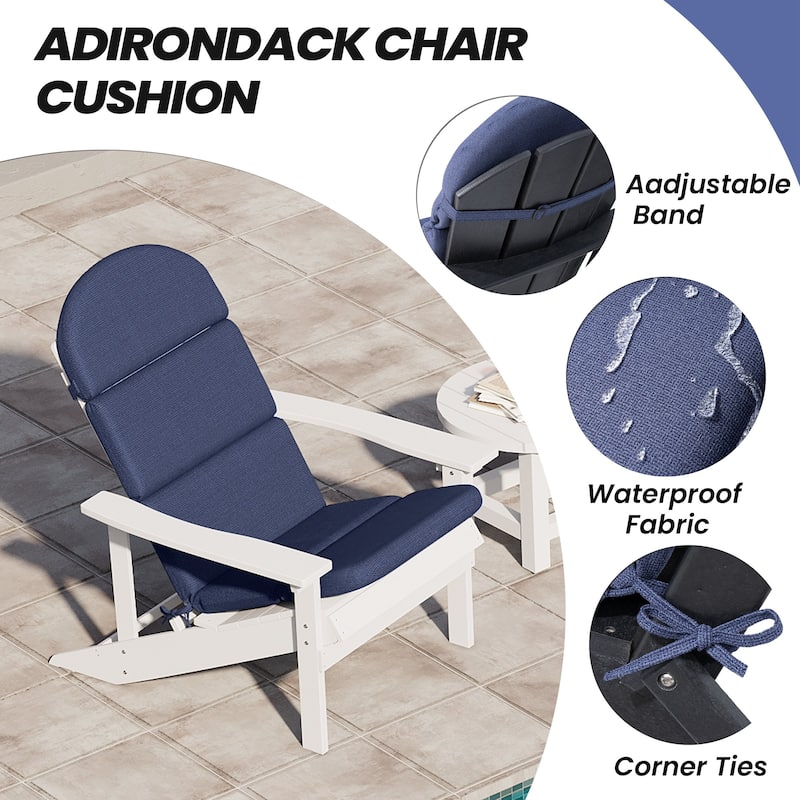 Patio Outdoor Adirondack Chair Cushion with Ties