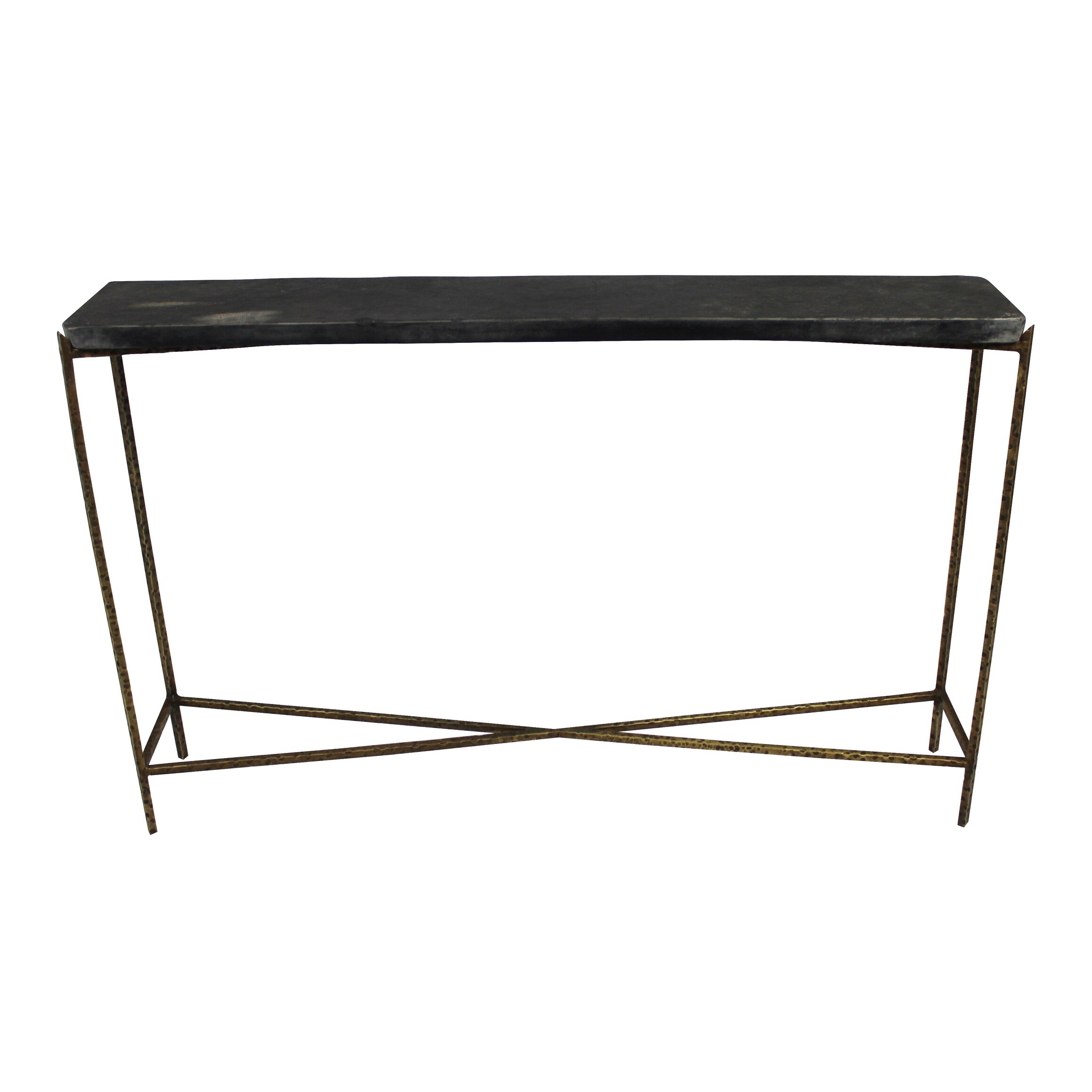 Orlando Modern Metal/Stone Console Table in Old Gold