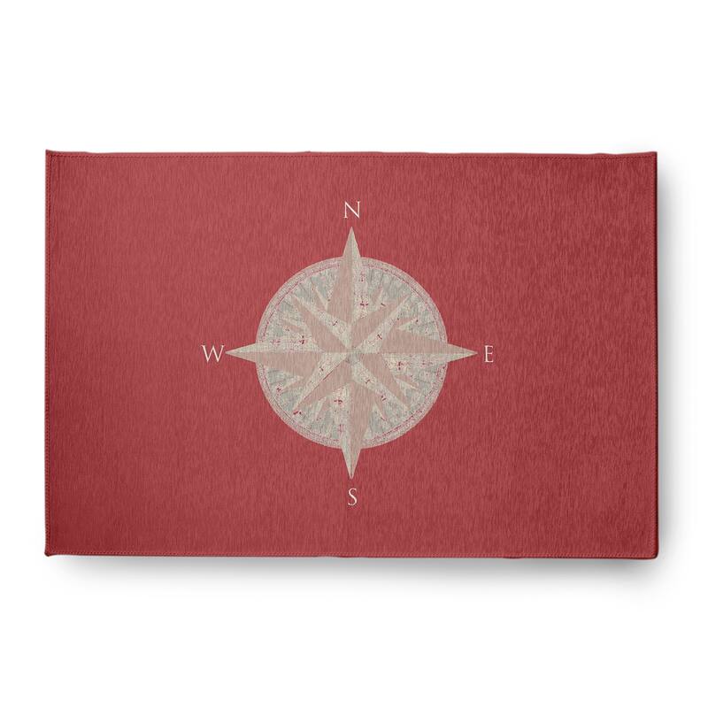 Compass Nautical Indoor/Outdoor Rug - Ligonberry Red - 4' x 6'