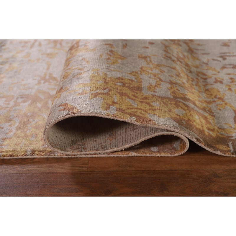Beige Modern / Abstract Area Rug Hand-Knotted Wool Carpet - 7'11"x 10'1"