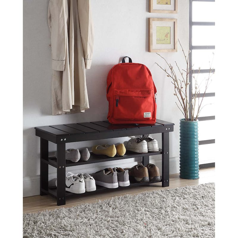 Convenience Concepts Oxford Utility Mudroom Bench with Shelves - Black