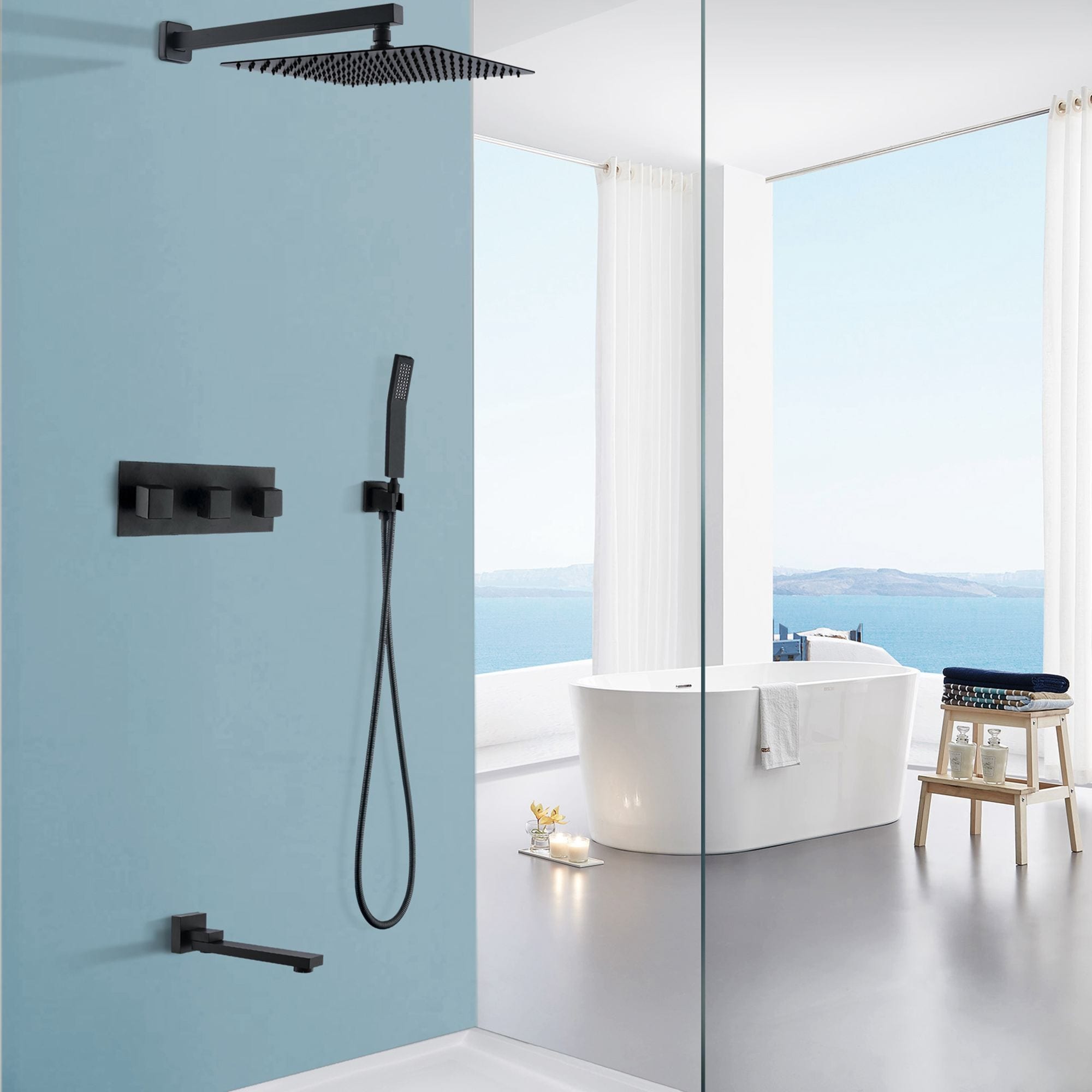 Wall Mount Complete Shower System with Rough-in Valve