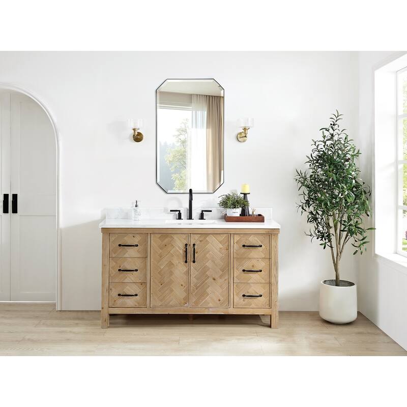 Javier Bath Vanity with Composite Stone Top and Mirror