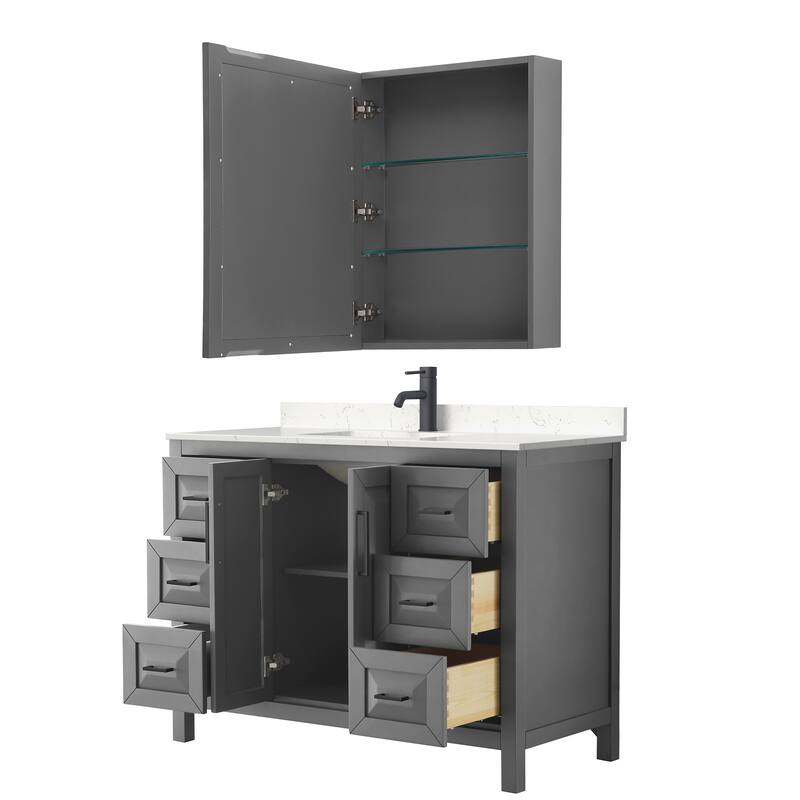 Daria 48 Inch Single Vanity, Cultured Marble Top, Medicine Cabinet