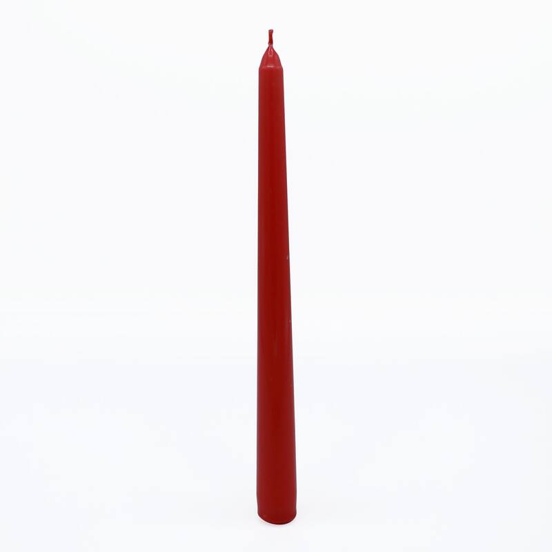 Elyon 10 inch Colored Taper Candle Unscented 8 Hour Burn Time - 50 Candles - Red