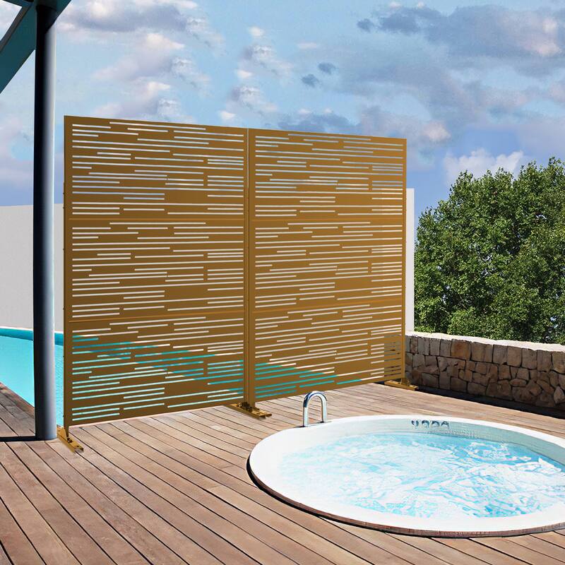 Metal Privacy Screen Wall Decoration Free Standing-6.3 ft. H X 4 ft. W