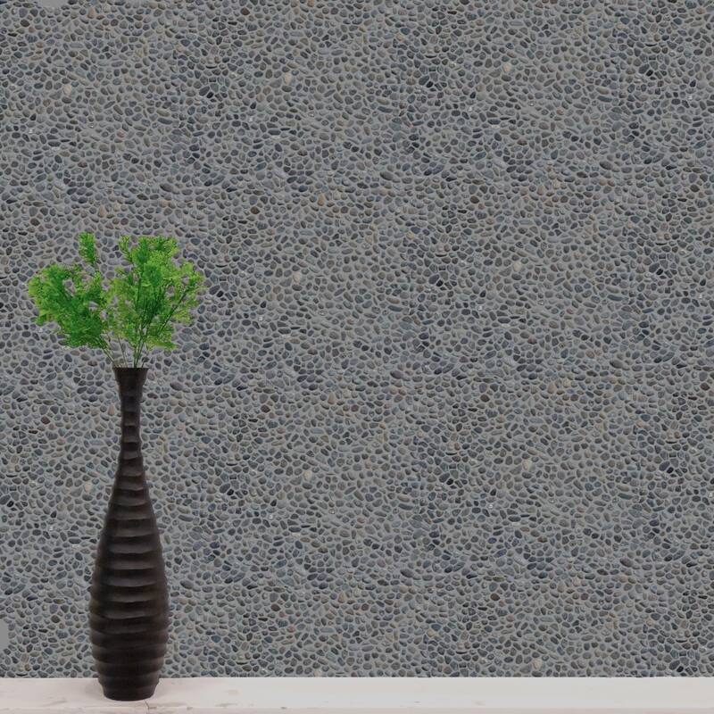 Black Mini Pebble Mosaic Backsplash Tiles for Kitchen Walls, Shower Bathroom Floors 12" X 12" (11 Sqft per case)
