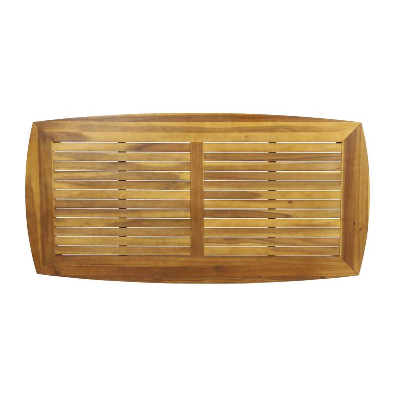 Acacia Wood Outdoor Dining Table Curved Frame Patio Garden