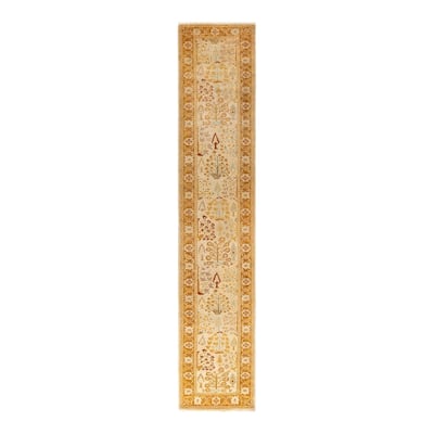 Overton Hand Knotted Wool Vintage Inspired Traditional Ottoman Ivory Runner Rug - 2' 7" x 13' 10"
