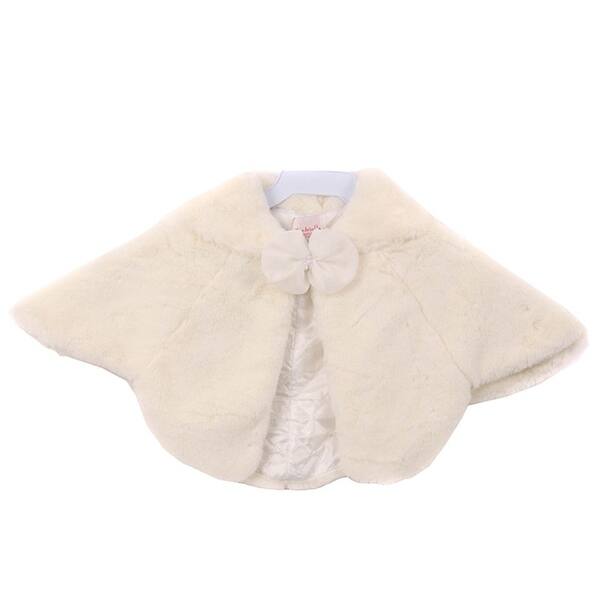Shop Girls Ivory Ribbon Closure Sailor Collar Anti Peal Fur Poncho Coat Overstock 28293866 2t 4t