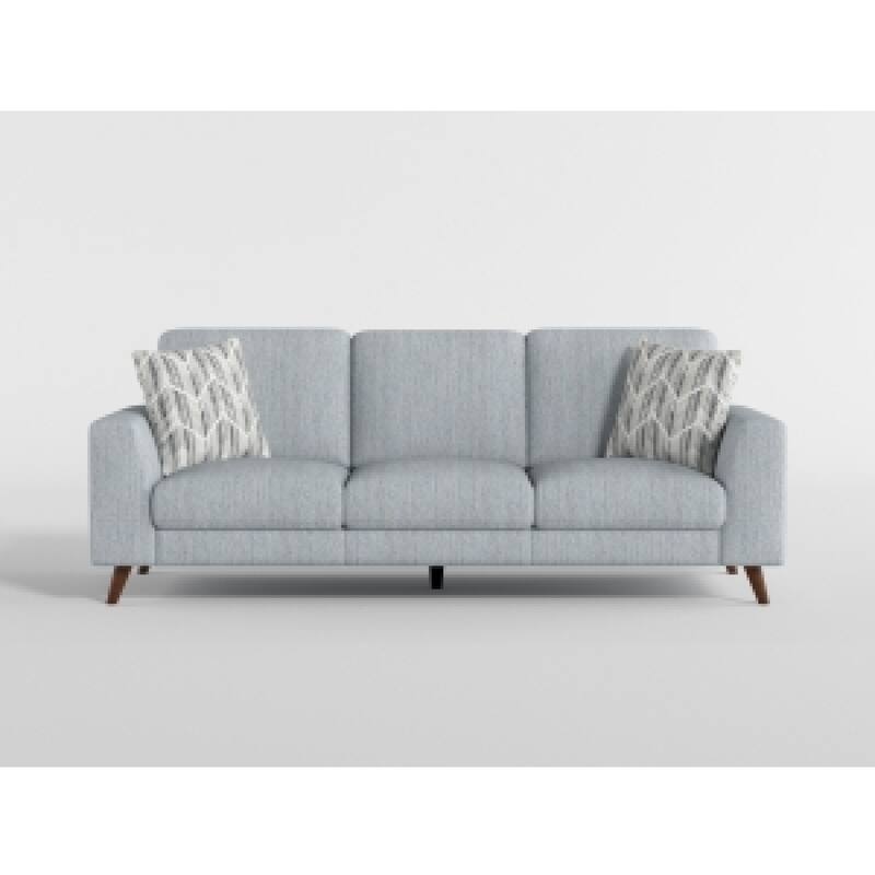 Ricca Sofa with 2 Pillows, Blue Gray Chenille, Brown Legs, 87 Inch
