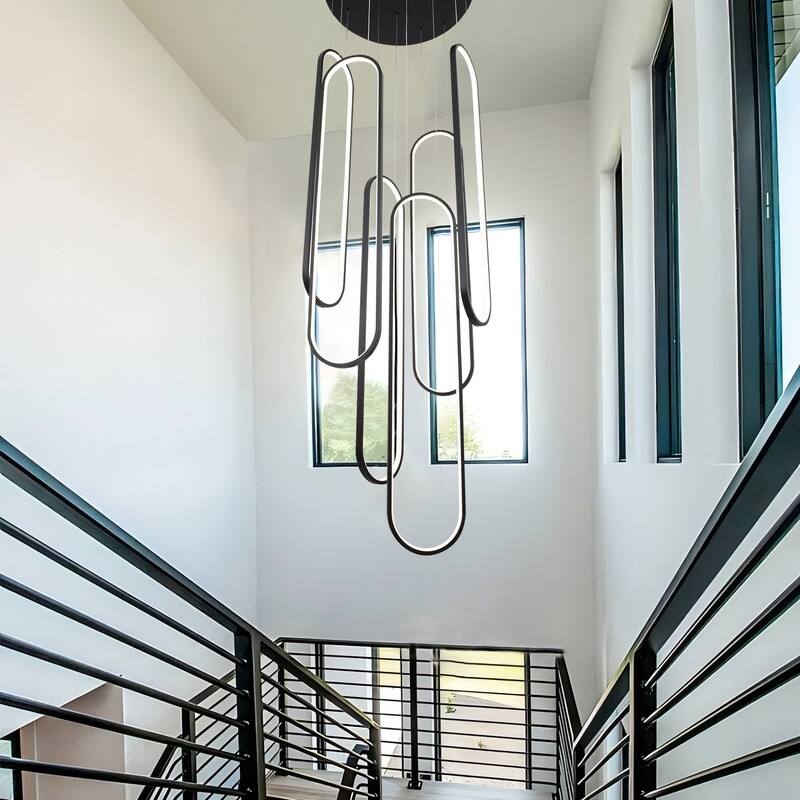 6 Ring Modern Chandelier Large LED High Ceiling Chandeliers