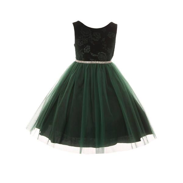 Shop Kids Dream Girls Hunter Green Velvet Tulle Rhinestone
