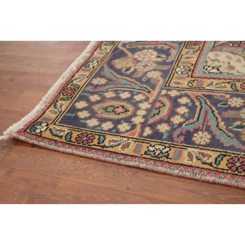 Hand Knotted Oriental 100% Wool Carpet Traditional Floral Pink Tabriz Area Rug - 9' 7'' X 6' 7''