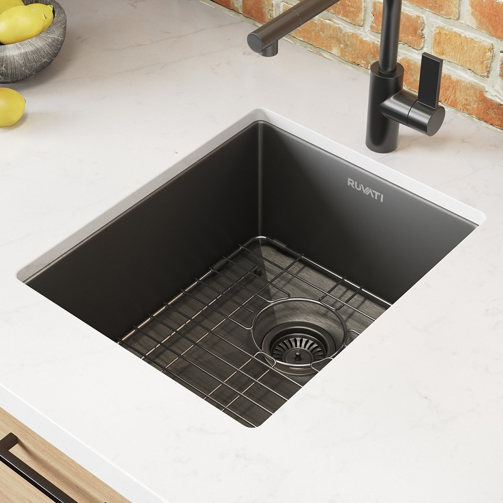 Ruvati 14-inch Gunmetal Black Stainless Steel Undermount Bar Prep Sink - RVH7114BL