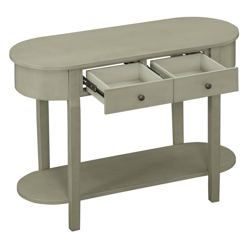 Elegant Retro Console Table with Curved Design and Smooth Glaze for Entryways, Living Rooms and hallways