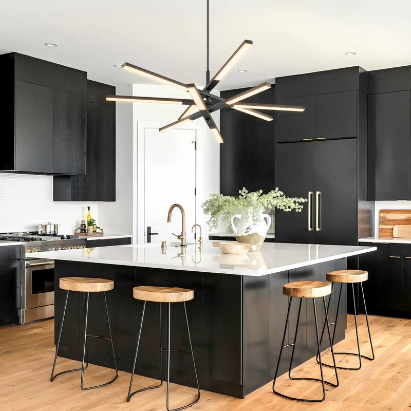 Modern Tiered Linear Sputnik Cluster Integrated LED 3000K Warm Light Chandelier