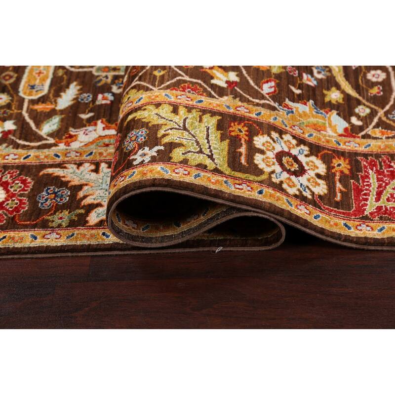 Vegetable Dye Floral Ziegler Wool Area Rug Handmade Oriental Carpet - 6'5" x 9'7"